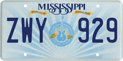 MS license plate ZWY929