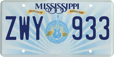 MS license plate ZWY933