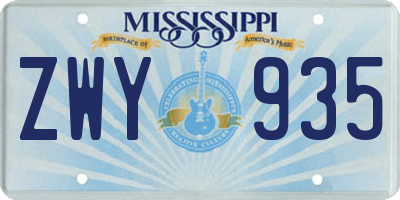 MS license plate ZWY935