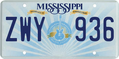 MS license plate ZWY936