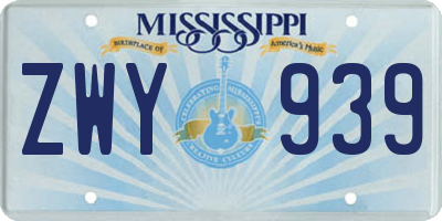 MS license plate ZWY939