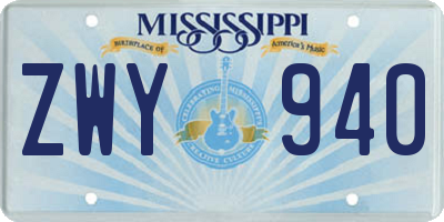 MS license plate ZWY940