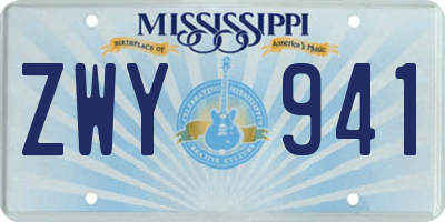 MS license plate ZWY941