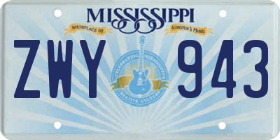 MS license plate ZWY943