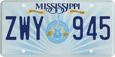 MS license plate ZWY945