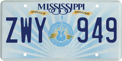 MS license plate ZWY949