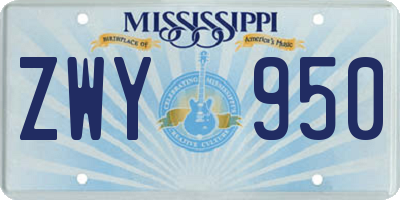 MS license plate ZWY950