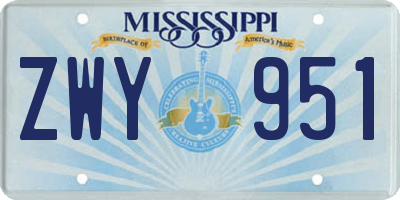 MS license plate ZWY951