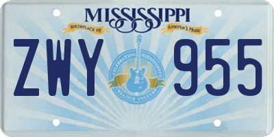 MS license plate ZWY955
