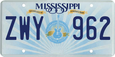 MS license plate ZWY962