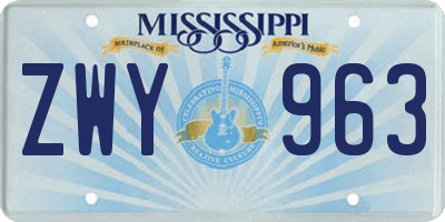MS license plate ZWY963