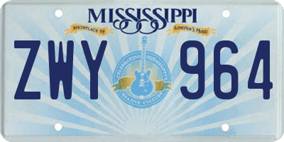 MS license plate ZWY964