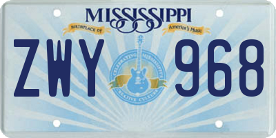 MS license plate ZWY968