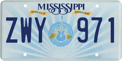 MS license plate ZWY971