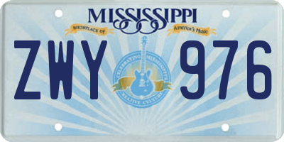 MS license plate ZWY976