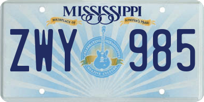 MS license plate ZWY985