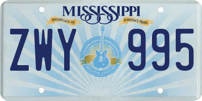 MS license plate ZWY995