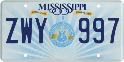 MS license plate ZWY997