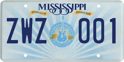 MS license plate ZWZ001