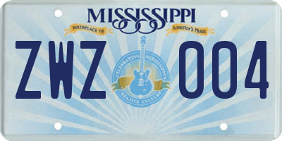 MS license plate ZWZ004