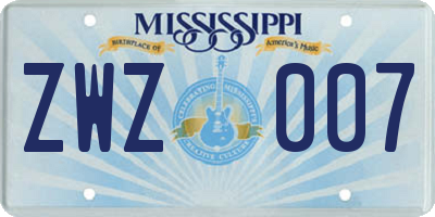 MS license plate ZWZ007