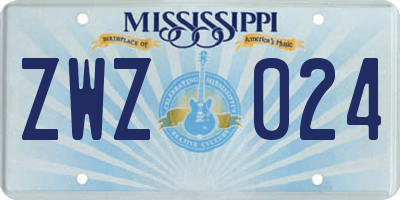 MS license plate ZWZ024