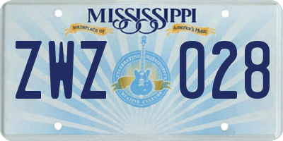 MS license plate ZWZ028