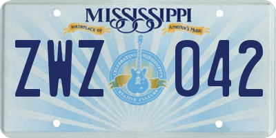 MS license plate ZWZ042