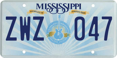 MS license plate ZWZ047