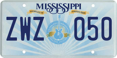 MS license plate ZWZ050