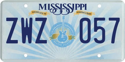 MS license plate ZWZ057