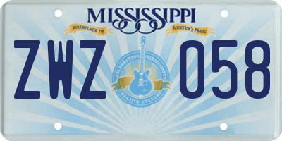 MS license plate ZWZ058