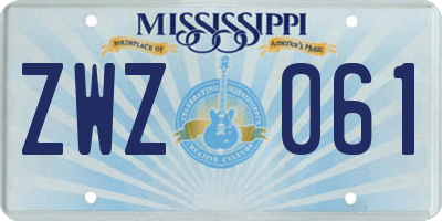 MS license plate ZWZ061