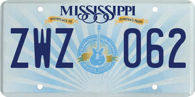 MS license plate ZWZ062