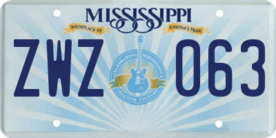 MS license plate ZWZ063