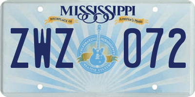 MS license plate ZWZ072