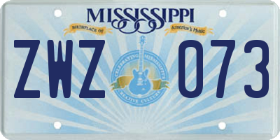MS license plate ZWZ073