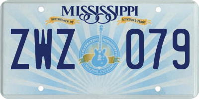 MS license plate ZWZ079