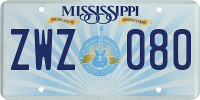 MS license plate ZWZ080
