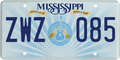 MS license plate ZWZ085