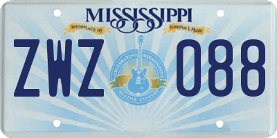 MS license plate ZWZ088