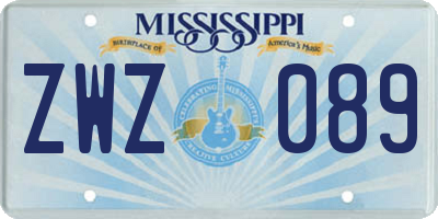 MS license plate ZWZ089