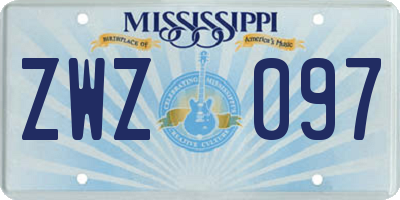 MS license plate ZWZ097