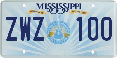 MS license plate ZWZ100
