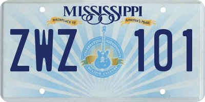 MS license plate ZWZ101