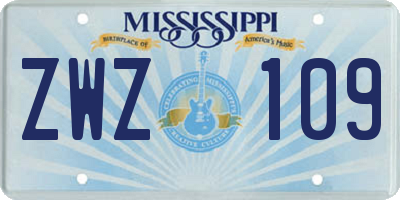 MS license plate ZWZ109