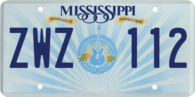 MS license plate ZWZ112