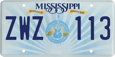 MS license plate ZWZ113