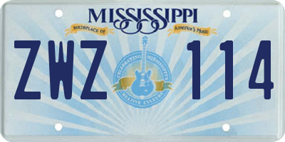 MS license plate ZWZ114