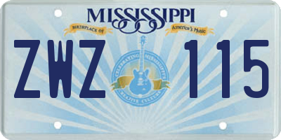 MS license plate ZWZ115